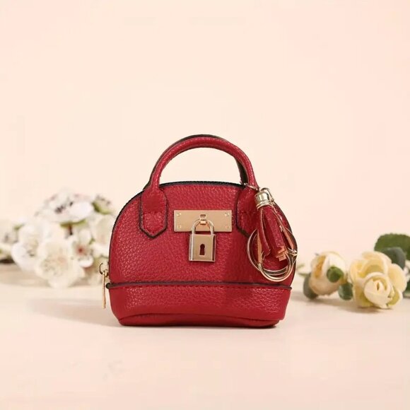 Cute Mini Faux Leather Coin Purse Bag Keychain for money/lipstick/earpods - Picture 6 of 9